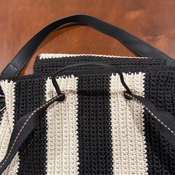 THE SAK Chic Black and White Striped Backpack - Picture 5 of 10